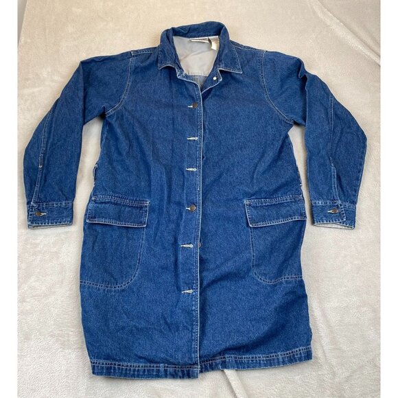 BillBlass Jeans Women's Denim Dress Medium Blue Button-Up Long Sleeves Collared - Picture 7 of 8